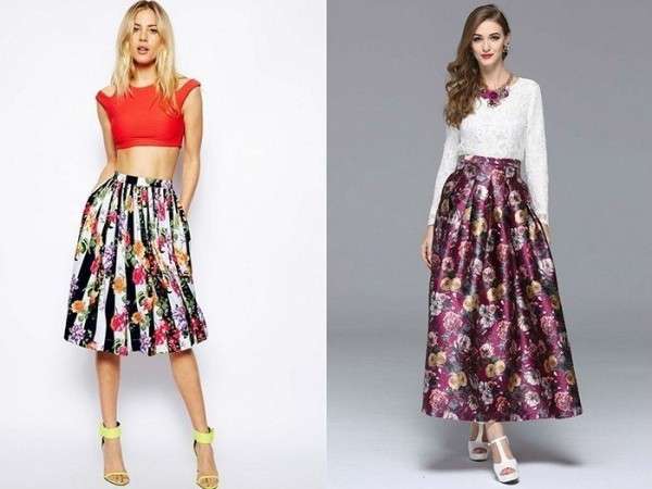 6 стильных образов с яркими юбками миди с принтом на летний сезон 2022